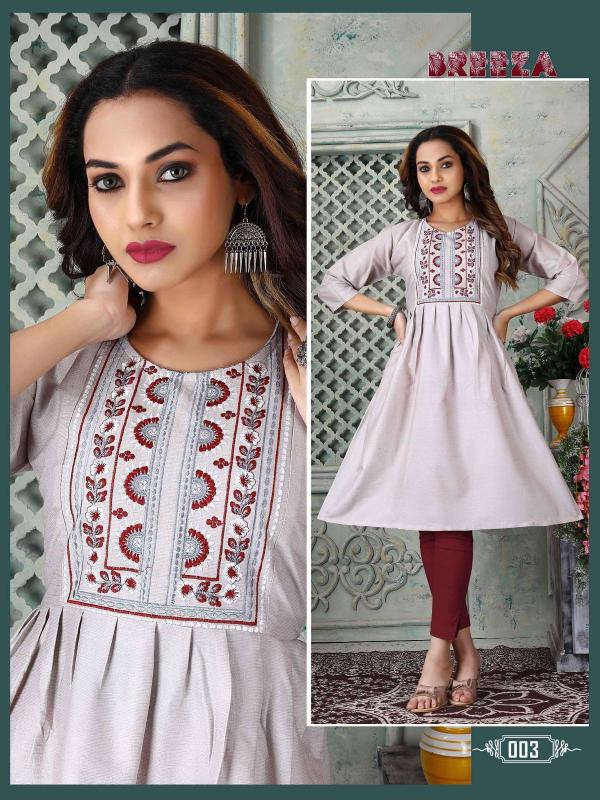 Trendy Breeza Rayon Regular Wear Fancy Kurti Collection